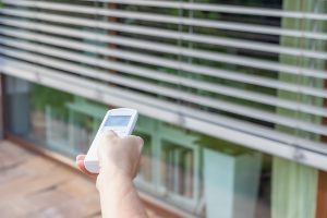 Control the external window blinds with the remote control.